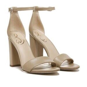 Sam Edelman Women’s Yaro Ankle Strap Sandal Heel Classic Nude Leather 8.5 M New